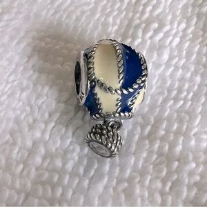 Authentic Pandora Up and Away Hot Air Balloon Charm Blue White Enamel